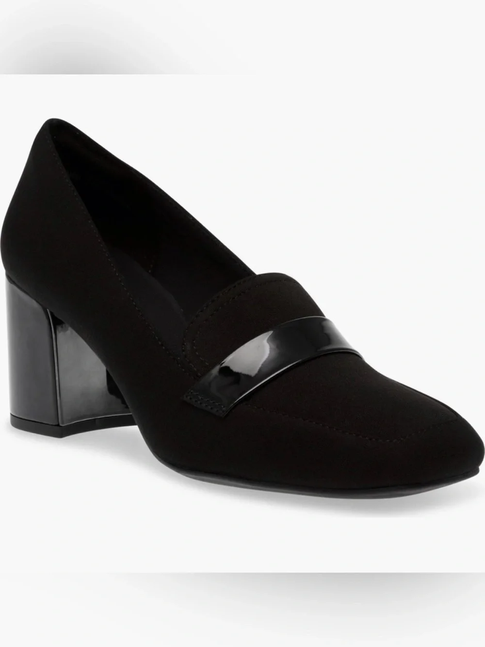 Anne Klein Iflex Classic Black Block Heel Loafer Pump - Women